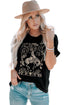 Black Cowboy 78 Letter Graphic Print Crew Neck T Shirt